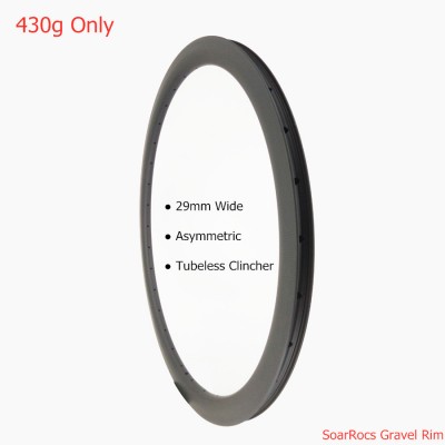 430g ultralight gravel carbon rim asymmetric 40mm road bicycle clincher rim 24H 28H soarrocs 29mm wide tubeless wheel rims